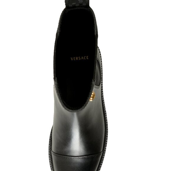 Versace Men\'s Black Leather Gold Medusa Chelsea Boots Shoes US 9 IT 42 main image 4